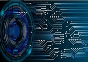 Blue eye cyber circuit future technology concept background vector