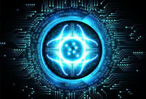 Blue eye cyber circuit future technology concept background vector