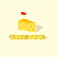 Cheese Slice Logo Design With Flag vector