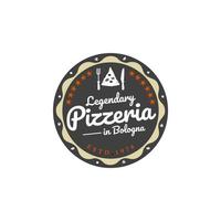 Vintage Retro Pizza Pizzeria Restaurant Label Emblem Badge logo design vector