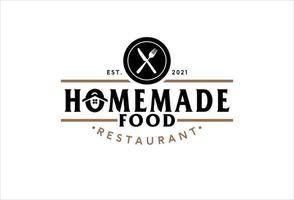 Home Restaurant Logo With Crossed Fork And Knife vector