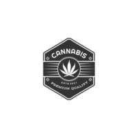 cannabis marihuana cáñamo logotipo etiqueta hexágono diseño inspiración vector