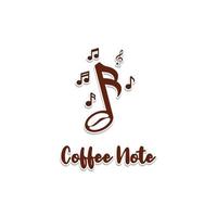 notas musicales y semillas de granos de café inspiración natural para el diseño del logotipo vector