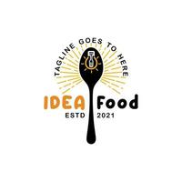 Spoon light bulb Ideas Restaurant Creative logo design inspiration vector