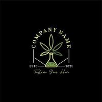 Marijuana Cannabis Leaf Hemp CBD Laboratory Glass Logo vector