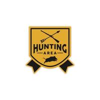 Hunting Area Badge with crossed Gun and Arrow vector