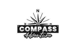 Compass Logo And Compass Typography Design For Hipster Adventure Community vector