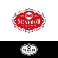 Seafood Restaurant Vintage Logo With Crab Icon vector