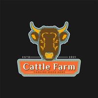 Cow Angus Bison Buffalo Farm Logo with Angus Cow Head Icon Design Inspiration vector