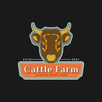 Cow Angus Bison Buffalo Farm Logo with Angus Cow Head Icon Design Inspiration vector