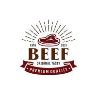 Steak Beef Logo Emblem, Restaurant Beef Design inspiration vector