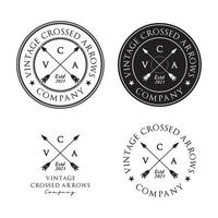 Crossed Arrows Vintage Retro Rustic Hipster Stamp logo design vector