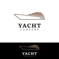 barco de crucero en yate para vacaciones en el océano inspiración en el diseño del logotipo con un estilo de arte de línea minimalista vector