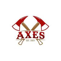 Ax Logo, Crossed Wooden Axes Logo Design vector