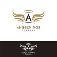 inspiración para el diseño del logotipo de la letra inicial a y las alas de ángel vector