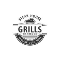 Steak House or Butcher Shop Vintage Typographic Labels, Emblems, Logo Design Inspiration vector