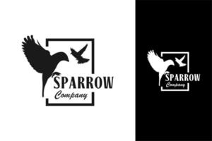 Sparrow Logo in Square icon emblem badge design inspiration vector