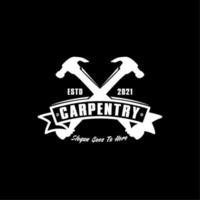 Carpentry logo with Hammer crossed design inspiration vector