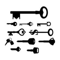 set of key design inspiration, motorcycle, car, house, safe, warehouse, not new, ancient, vintage vector