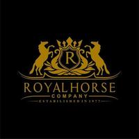 inspiración de diseño de logotipo de caballo real de corona de oro de lujo