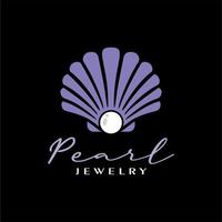 logotipo de concha de perla para joyería vector