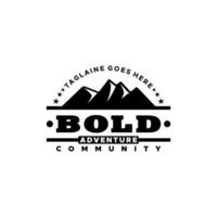 Simple Black Bold Mountain Adventure Outdoor Logo design inspiration vector
