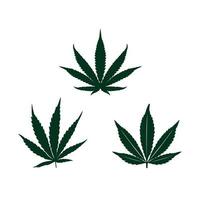 Cannabis Marijuana leaves set Dark green Silhouette icon logo inspiration vector