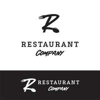 Initial Letter R with Spoon Fork for Restaurant logo design vector