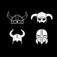 inspiración de diseño de icono de logotipo de conjunto de casco de armadura vikinga vector