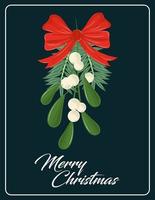 merry christmas mistletoe card vector