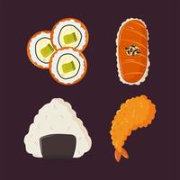 iconos de comida japonesa vector