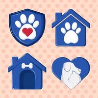 set pets friendly animals vector