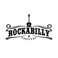 Music festival logo with vintage design. classic guitar logo for festival vector