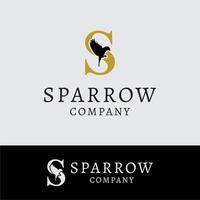 Initial Letter S Flying Bird Sparrow Vector logo design