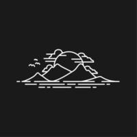 paisaje de línea simple vista del himalaya del everest en el diseño del logotipo de la tarde vector