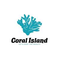 coral logo, marine coral species illustration vector