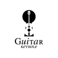 Violin Viola Guitar with Keyhole logo design inspiration vector