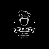 logotipo de chef minimalista para cafetería bar diseño de logotipo de restaurante vintage clásico vector