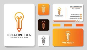 modern creative idea logo, pencil with bulb concept logo with business card design vector