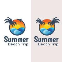 summer beach trip gradient logo design vector template