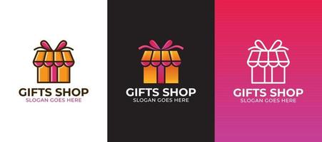 modern gifts shop logo with three variation vector