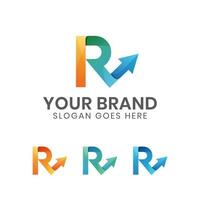 modern color letter R with arrow business logo for your brand, delivery, transport, logistics, travel, tour vector