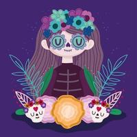 mexican catrina cartoon vector