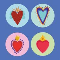 hearts romance icons vector