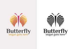 diseño de logotipo único de mariposa abstracta creativa con versiones en negro vector