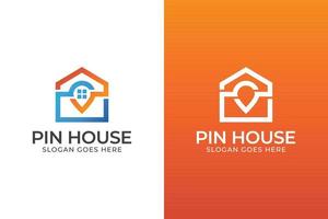 pin house or home location logo design two versions vector