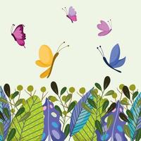 flying butterflies and nature vector