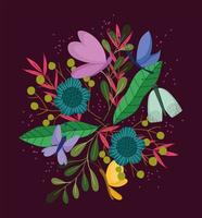 butterflies and flowers vector