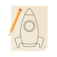 drawn spaceship and pencil vector