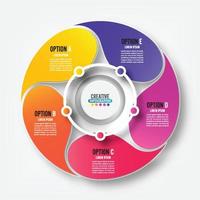 Abstract elements of graph infographic template with label, integrated circles. Business concept with 5 options. For content, diagram, flowchart, steps, parts, timeline infographics, workflow layout, vector